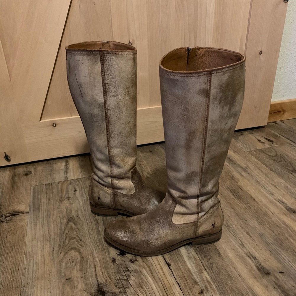 Frye tall suede boot.